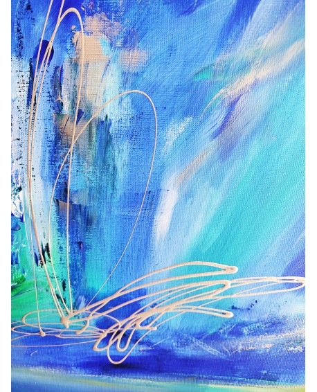 extrait grand tableau abstrait bleu moderne acrylique