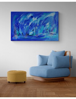 grand tableau xxl bleu salon moderne