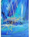 extrait grand tableau abstrait bleu acrylique sur toile