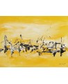 tableau peinture abstraite monochrome jaune