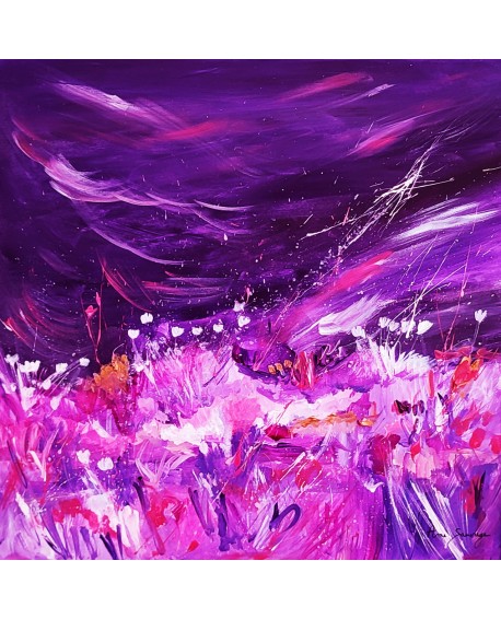 tableau abstrait violet moderne