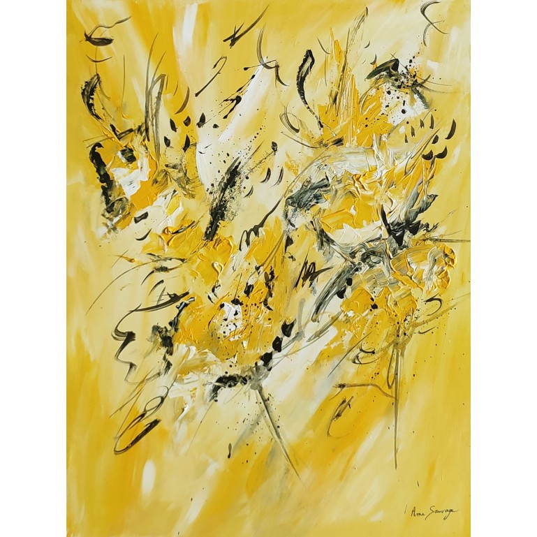 peinture abstraite monochrome jaune verticale