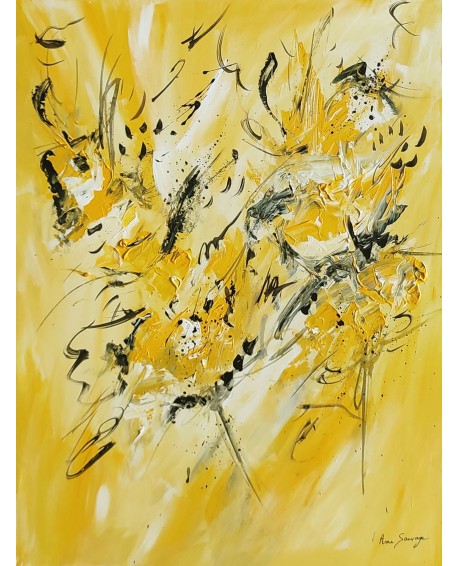peinture abstraite monochrome jaune verticale