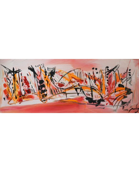 Tableau panoramique orange et rose