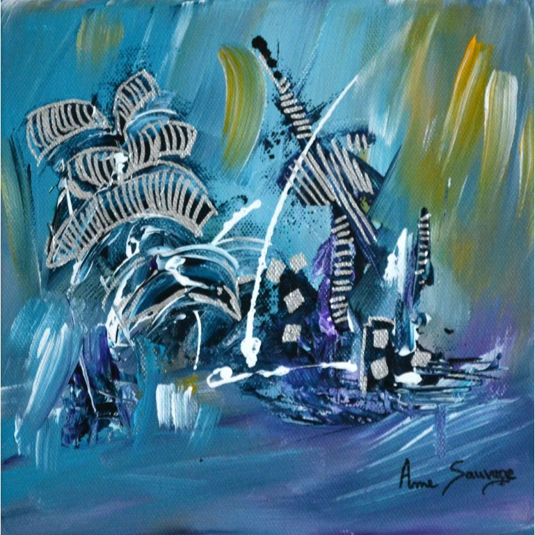 tableau peinture dauphins sur toile