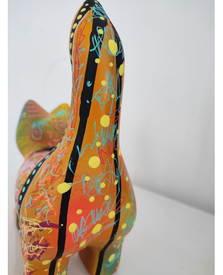 sculpture chat céramique multicolore 1