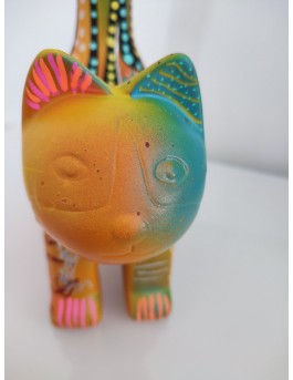 sculpture chat céramique multicolore moderne