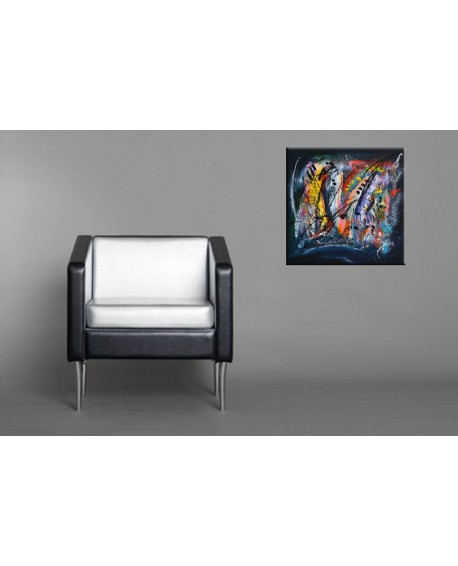 Grand tableau bleu flashy coloré et design