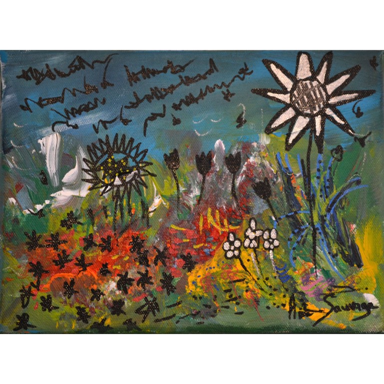 Tableau peinture abstraite tournesols d'amour