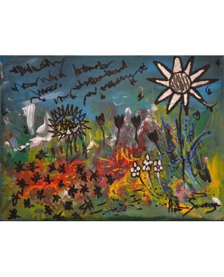 Tableau peinture abstraite tournesols d'amour