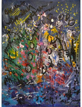 Peinture abstraite jungle d'argent