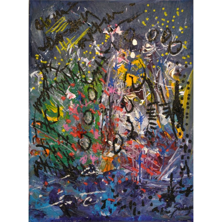 Peinture abstraite jungle d'argent