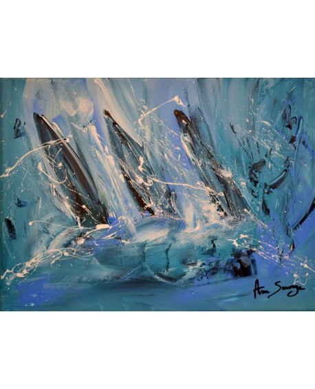Mer agitée - Tableau de voiliers en mer