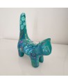 statue chat déco bleu céramique