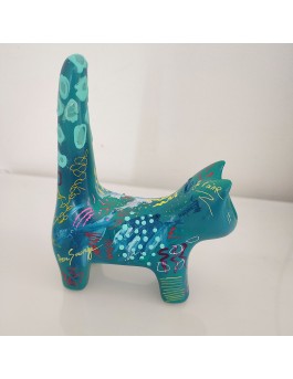 statue déco chat bleu