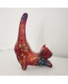 sculpture chat céramique rouge