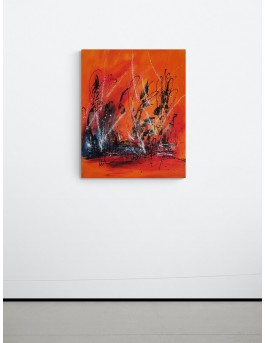 grande toile abstraite orange moderne