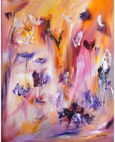 tableau peinture abstraite fleurs