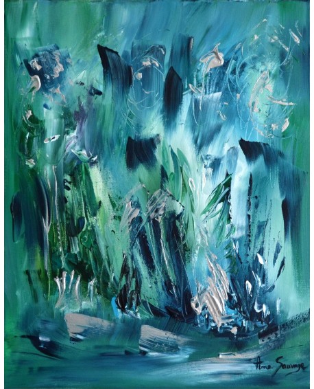 tableau abstrait vert