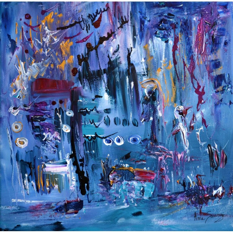 Tableau bleu - peinture abstraite bleue