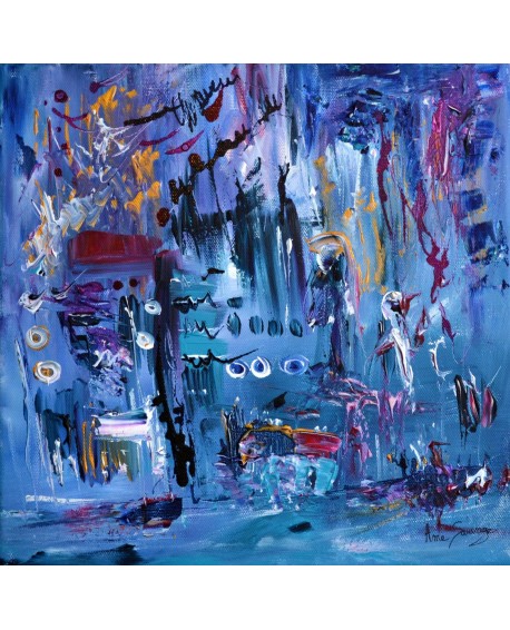 Tableau bleu - peinture abstraite bleue