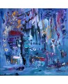 Tableau bleu - peinture abstraite bleue