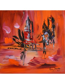 L'oiseau attend - tableau rouge noir