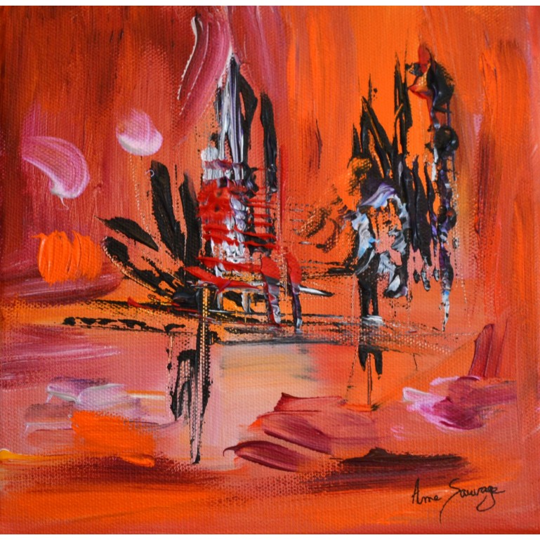 L'oiseau attend - tableau rouge noir