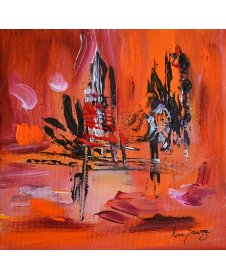 L'oiseau attend - tableau rouge noir