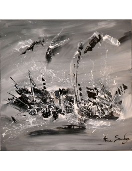 tableau décoratif gris noir blanc