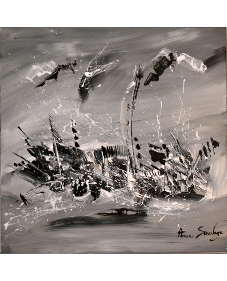 tableau décoratif gris noir blanc