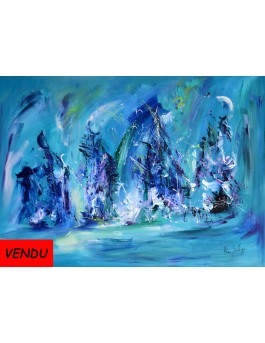 Peinture abstraite bleu turquoise
