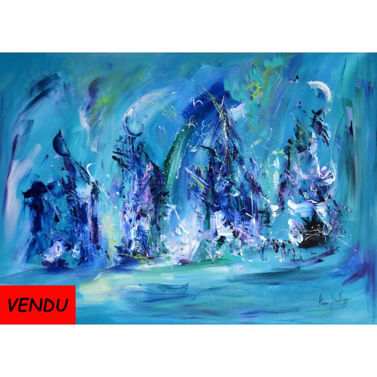 Peinture abstraite bleu turquoise