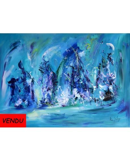 Peinture abstraite bleu turquoise