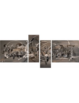 grand tableau abstrait gris noir blanc