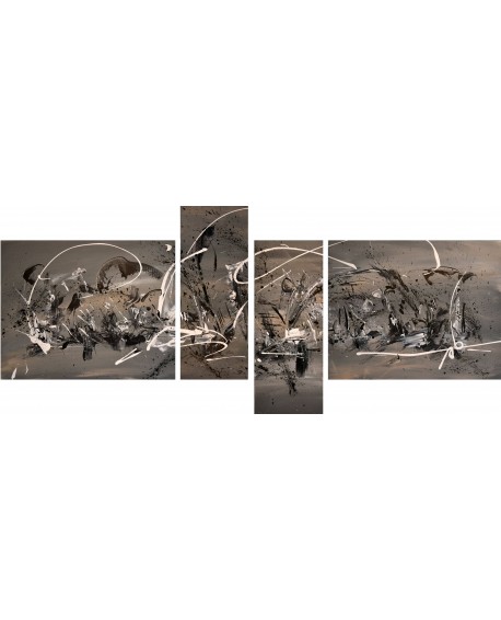 grand tableau abstrait gris noir blanc