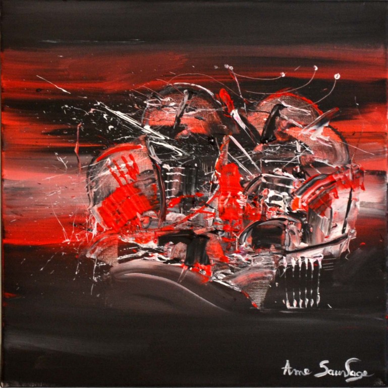 tableau rouge noir blanc décoration moderne