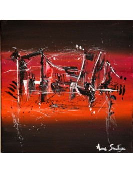 tableau abstrait noir rouge décoration chaleureuse