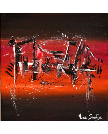 tableau abstrait noir rouge décoration chaleureuse