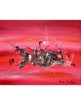 Peinture abstraite design décorative rouge noir