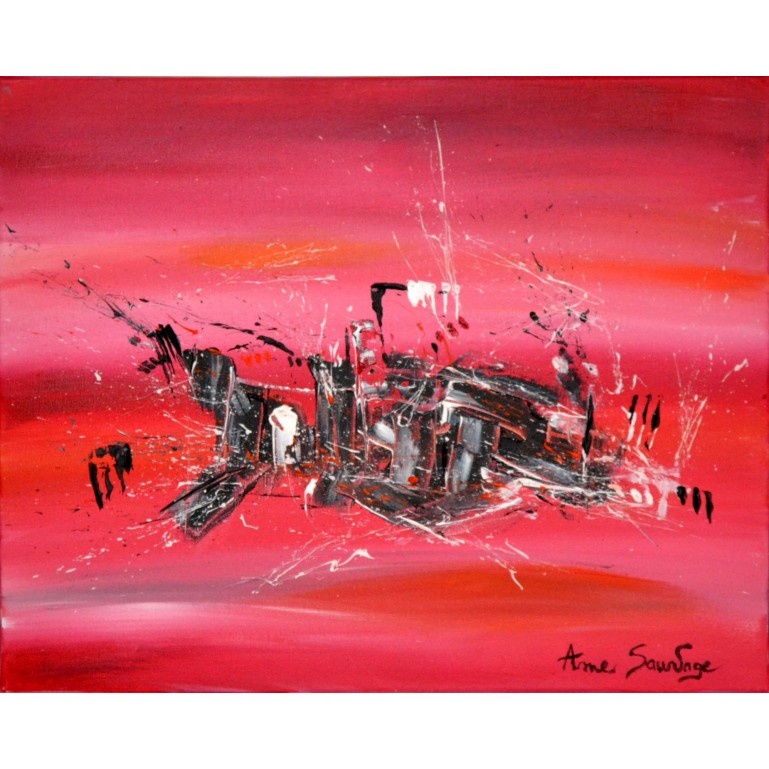 Peinture abstraite design décorative rouge noir