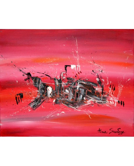 Peinture abstraite design décorative rouge noir
