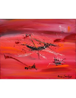 tableau abstrait rouge noir design