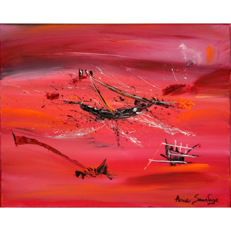 tableau abstrait rouge noir design