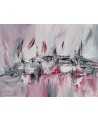 tableau abstrait gris noir blanc rouge