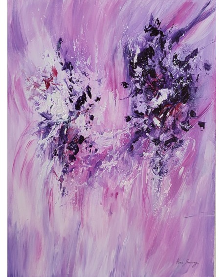 tableau abstrait rose violet