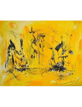 Energie de vie, tableau abstrait jaune et noir