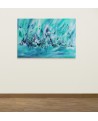 grand tableau abstrait contemporain bleu vert
