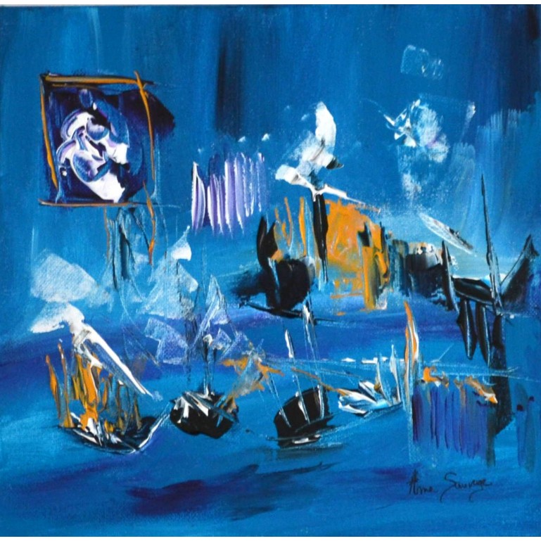 Tableau abstrait bleu