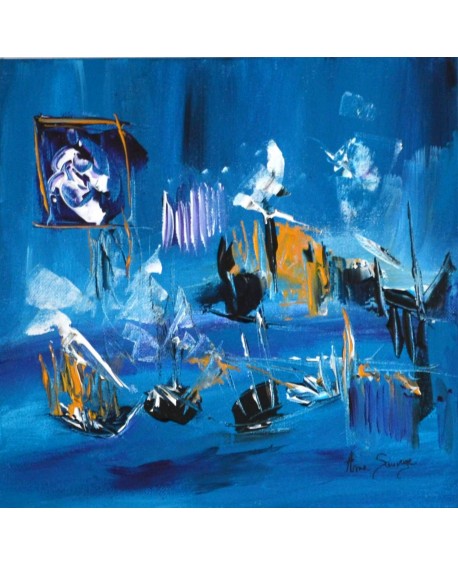 Tableau abstrait bleu
